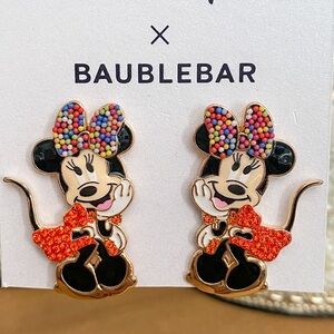 NEW DISNEY Baublebar Minnie Mouse Earrings Holiday Rhinestones